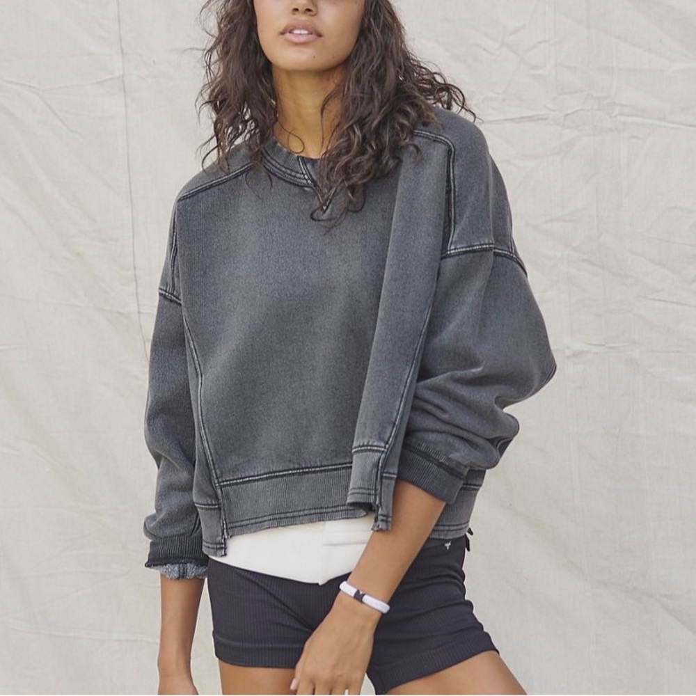 Free People Movement Intercept Pullover Sweatshirt 
Medium Washed Black